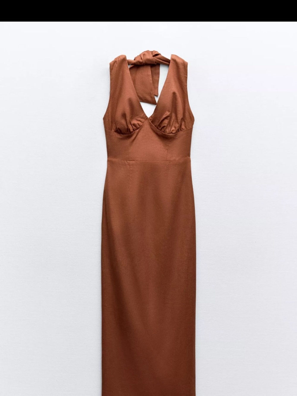Zara LINEN BLEND CORSET MIDI DRESS size M
